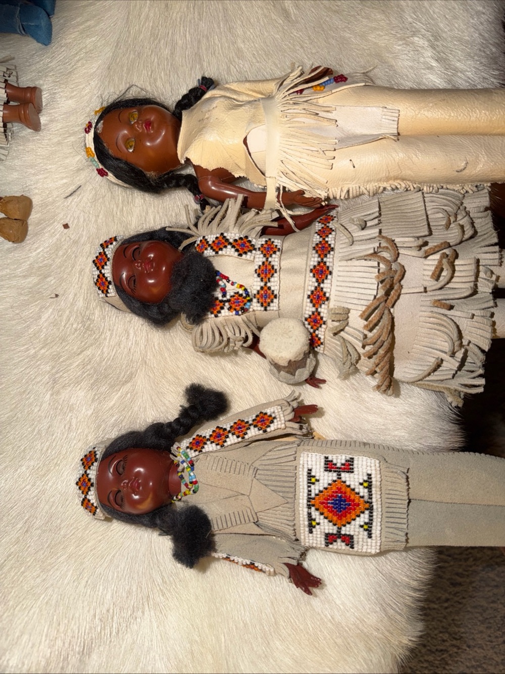 Bundle 6 Carlsen Native Style handmade dolls with Beaded Accents &accessories